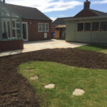 Fossil Mint patio area with new flower beds - Halesworth