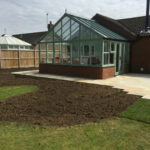 Fossil Mint patio area with new flower beds - Halesworth