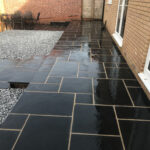 Terraced paving area with steps - Norwich