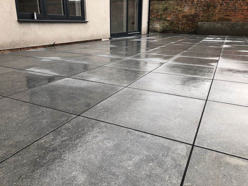 600 x 600 Grey porcelain slab patio area - Aylsham