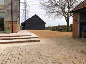 Raj Green patio area with tar and shingle - Ipswich