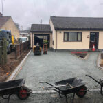 Laying Chelsea set edgings and type 1 granite base - Costessy
